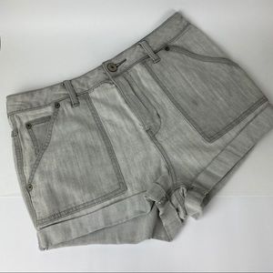 FREE PEOPLE Gray Folded Hem Shorts High Waist